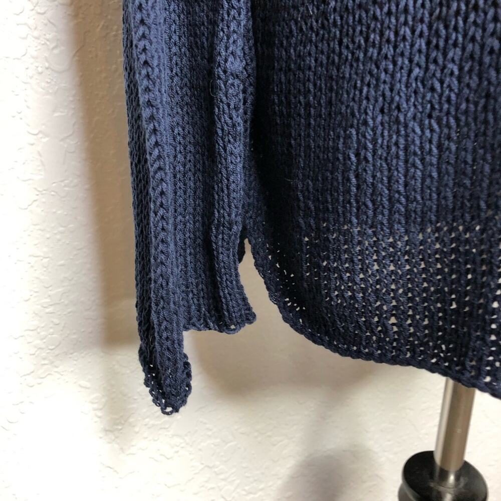 Wooden Ships navy white anchor nautical open knit sweater size Medium / Large ML - Picture 4 of 13